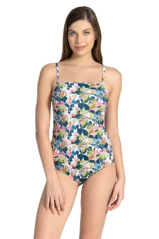 Straight Neck Swim Suit - Tropical Pr