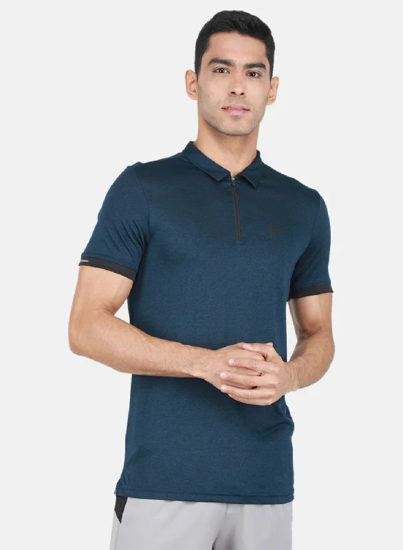 Rock-it Men NAvy Blue Solid T-Shirt