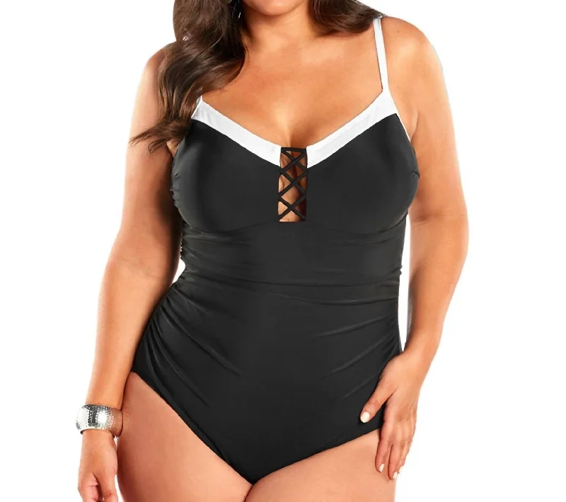 Plus Size Mykonos One Piece Swimsuit In Black And White