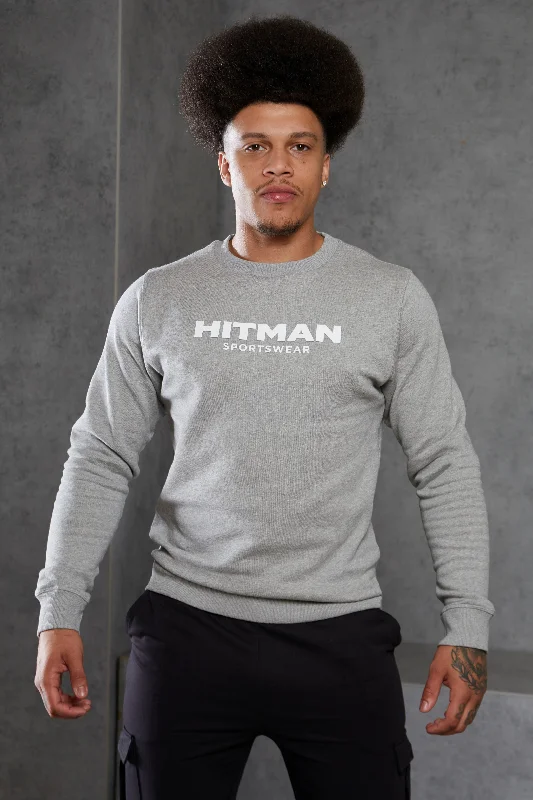 GREY- SWEATSHIRT LARGE TEXT