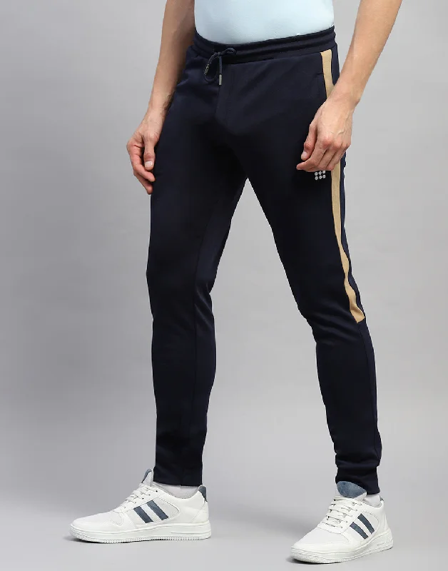 Men Navy Blue Solid Regular Fit Jogger