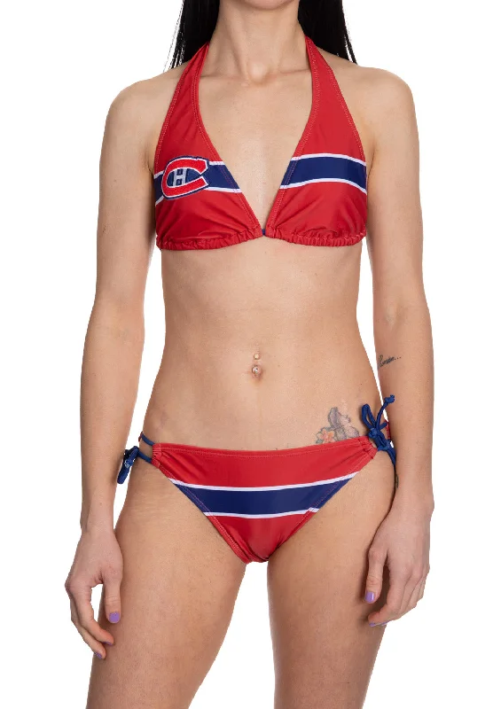 Montreal Canadiens Striped Halter Top Bikini