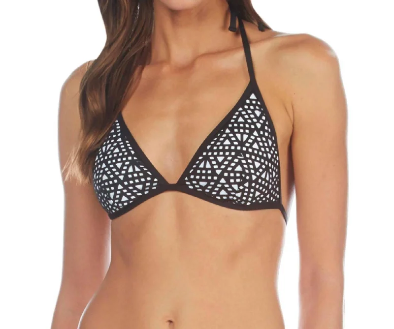 Laser Cut Above Triangle Bikini Top In Black White