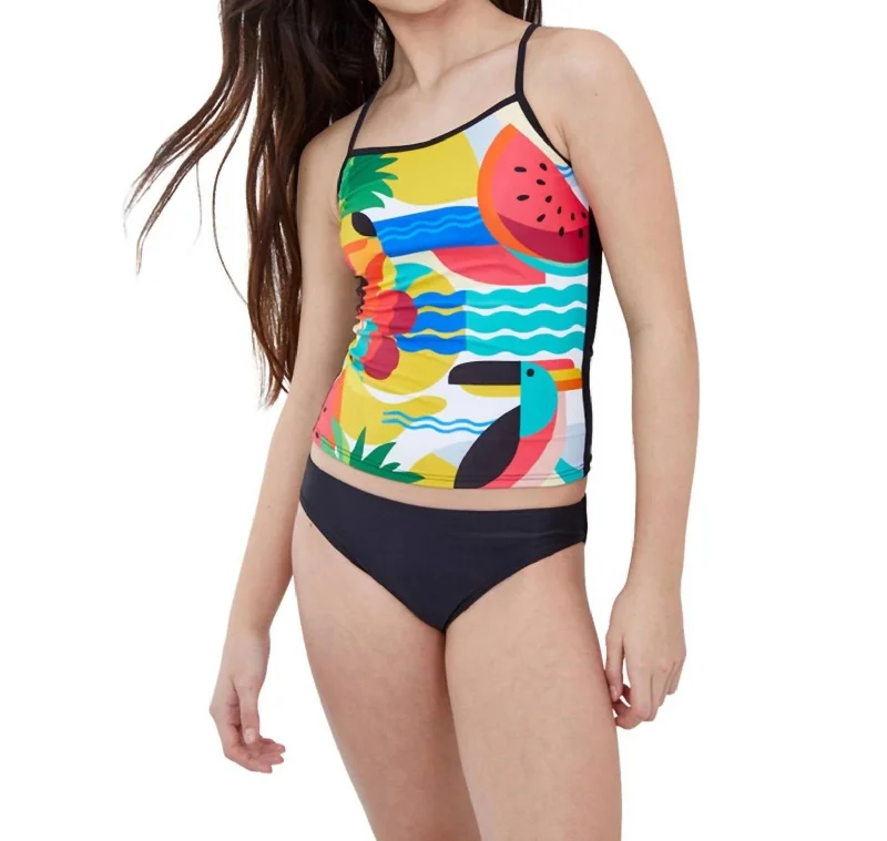 Girls Tankini Top With Matching Tankini Bottom In Gtk Tropical