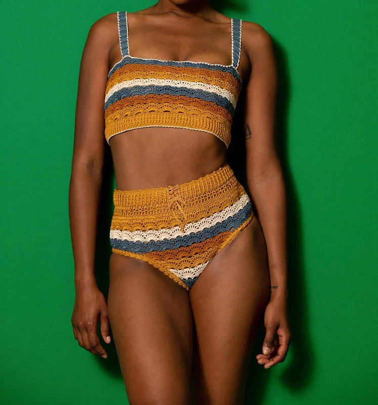 Crochet Bikini Set In Mustard Yellow