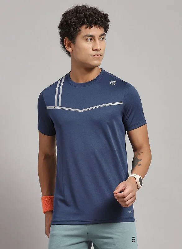 Men Blue Solid T-Shirt