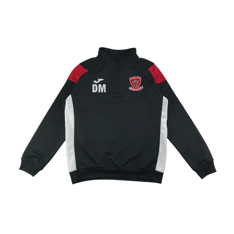 Joma Victoria Park FC Sweatshirt Age 11-12 Black and Red Half Zipper Sports Top