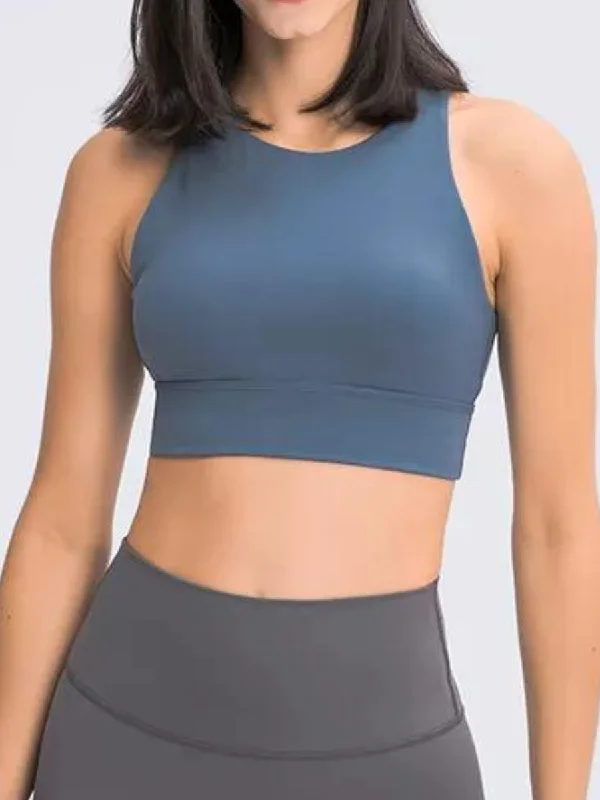 High Rise Sports Bra in Pitch Blue