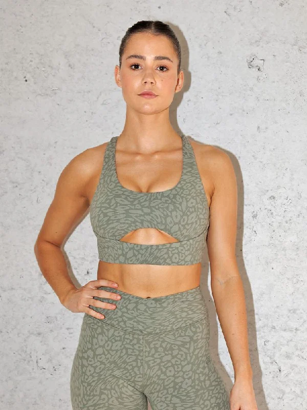 Rotation Sports Bra - Khaki Leopard