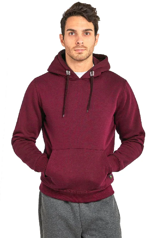 KNOCKER MEN'S HEAVY WEIGHT FLEECE HOODED SWEATSHIRT (HD1000_BURGUNDY)