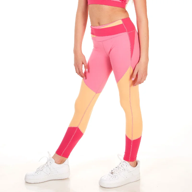 Level Up! High Rise Leggings - Pink and Apricot