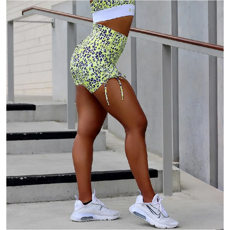 Lime Leopard Print Scrunch Bum Shorts