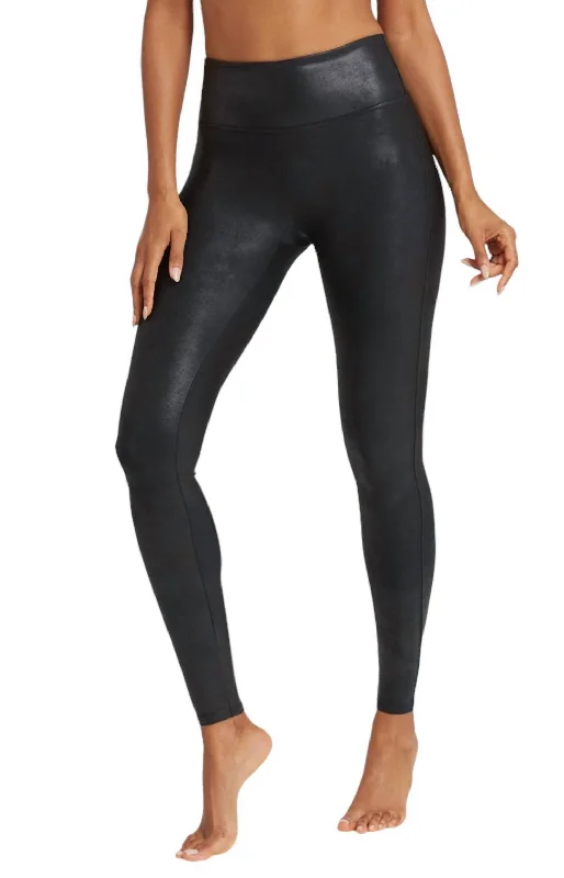 Petite Faux Leather Leggings In Blk