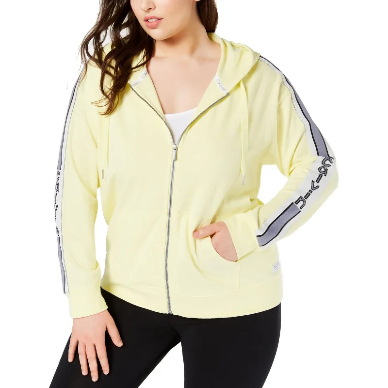 Plus Womens Striped Fitness Hoodie