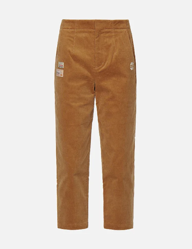 Seagull and Kamon Embroidery Corduroy Tapered Pants