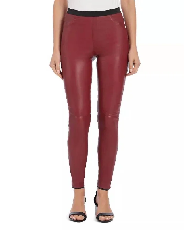 Stretch Leather Legging Skinny Pants In Red