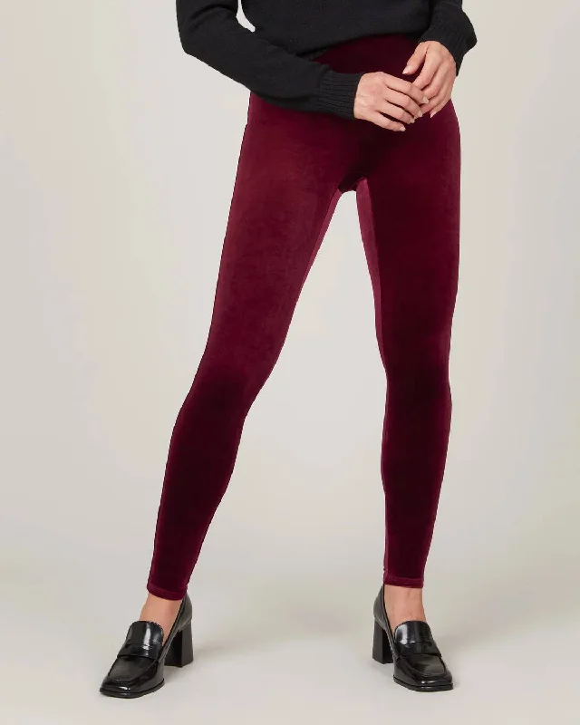 Velvet Leggings In Burgundy