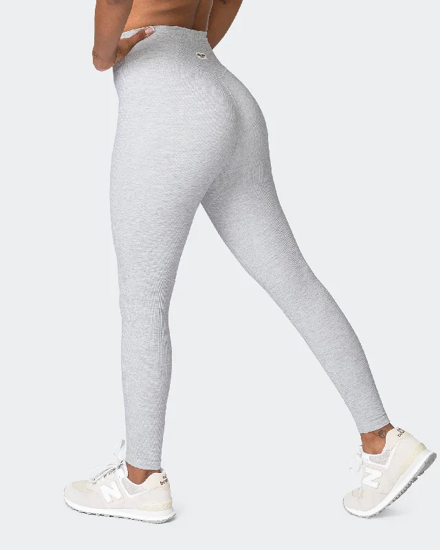 Zero Rise Rib Ankle Length Leggings - Quiet Grey Marl