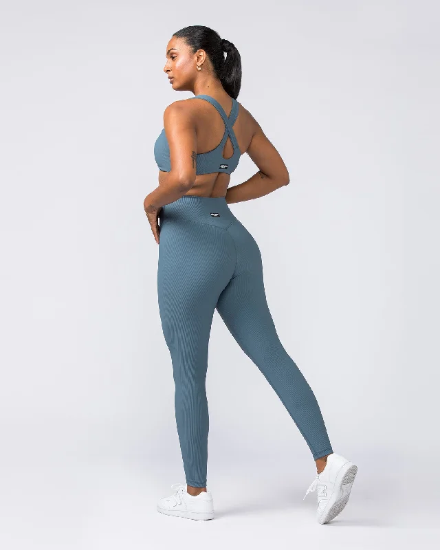 Zero Rise Rib Ankle Length Leggings - Tidepool