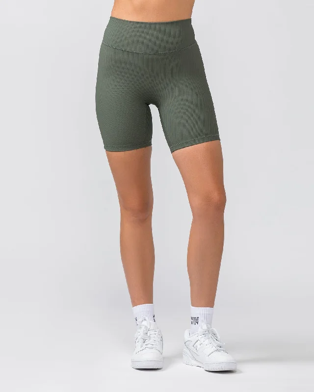 Zero Rise Rib Bike Shorts - Eucalyptus